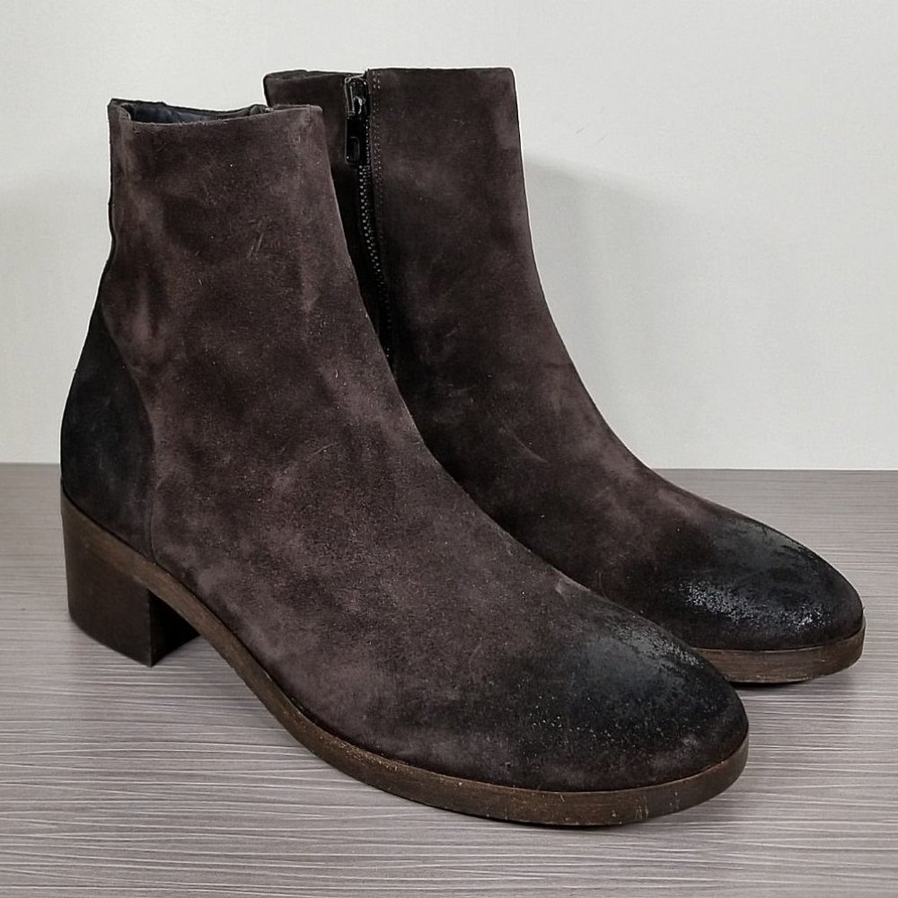 Vince 'Ruth' Block Heel Bootie, Peat (Brown) Suede, Womens Size 5.5 / 35.5 - Picture 2 of 9